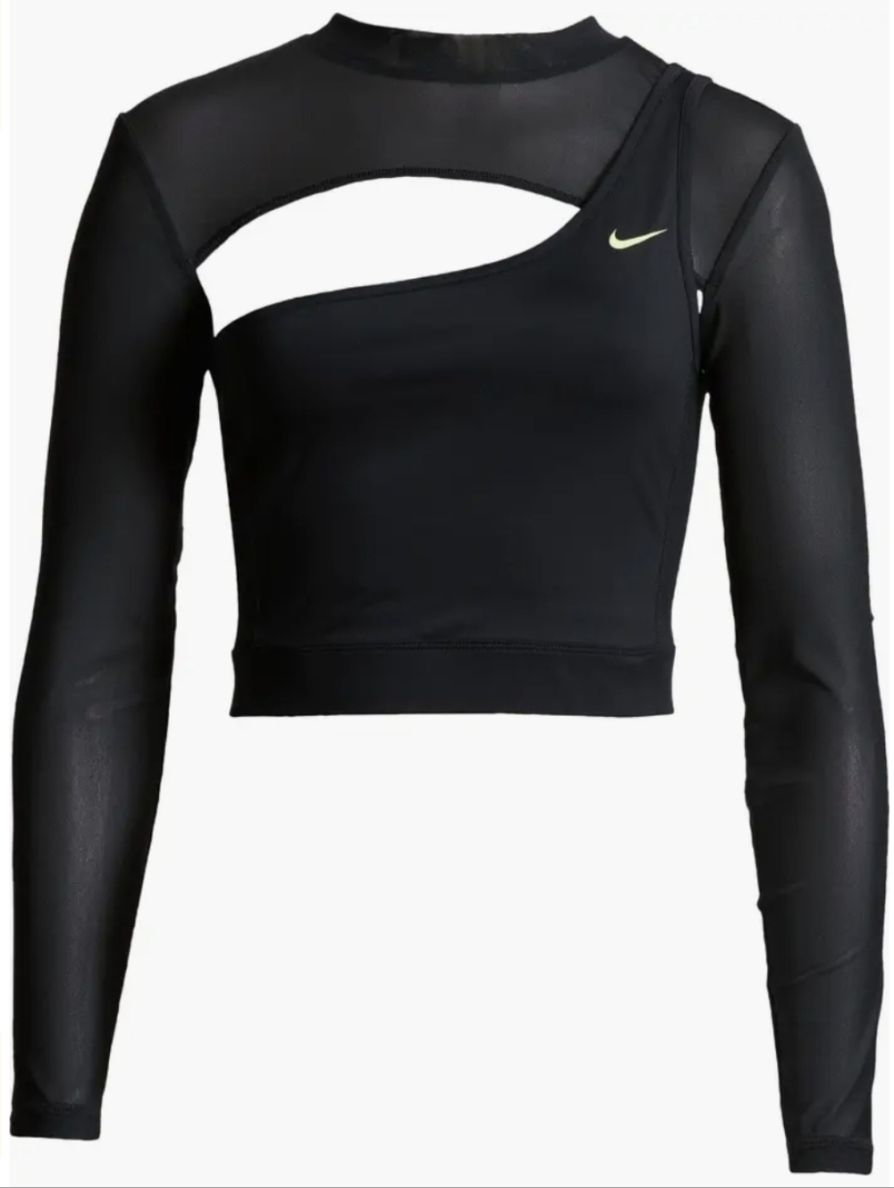 Nike Pro Asymmetric Long-Sleeved Mesh Crop Top